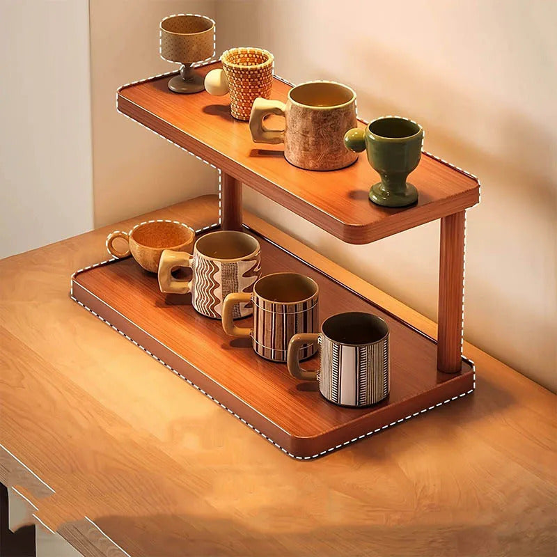 Wooden Kitchen Storage Rack – Multi-Tier Countertop Organizer for Tea, Coffee & Home Essentials