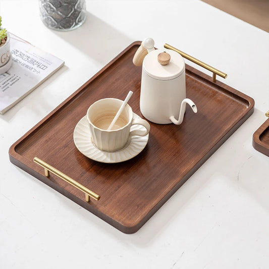 Wooden Serving Tray with Handles | Bamboo Tea & Food Tray