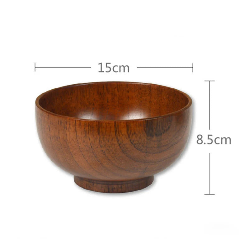 Premium Japanese Jujube Wood Bowl – Wooden Rice, Salad & Noodle Serving Bowl