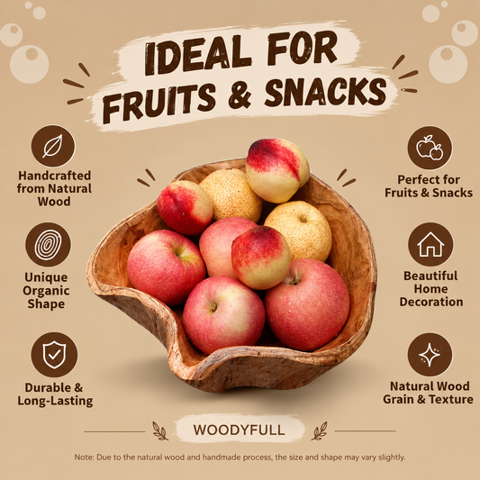 Irregular Wooden Fruit Bowl – Rustic Serving Dish, Natural Wood Snack Bowl & Table Centerpiece