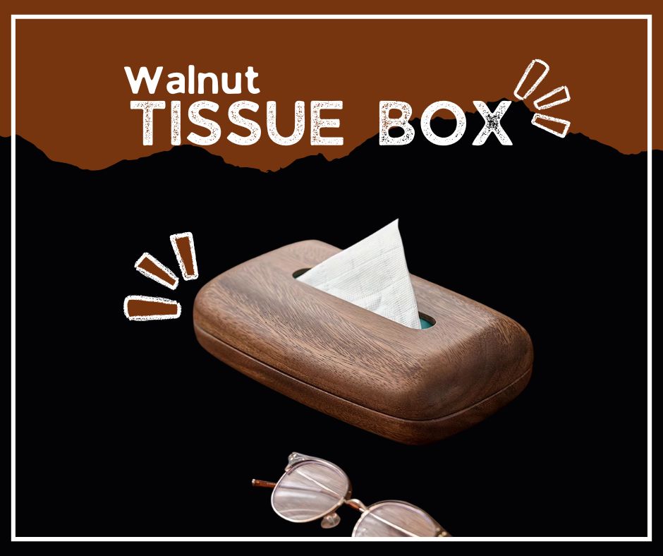 Walnut Tissue Box Cover – Wooden Napkin Holder, Minimalist Tabletop & Bathroom Decor