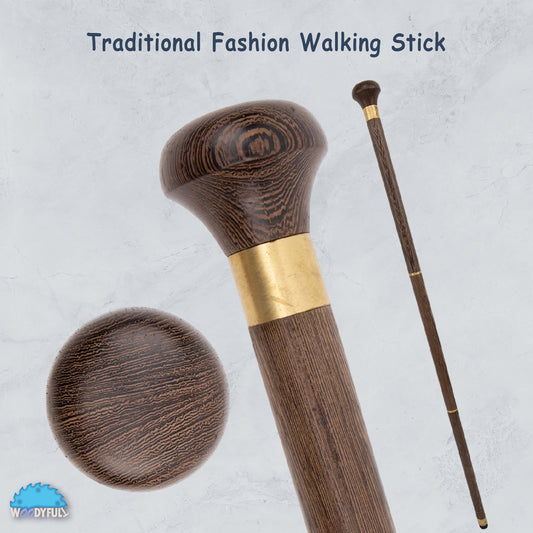 Brown Wooden Walking Cane – Vintage Decorative Cane for Steampunk, Cosplay & Collectors
