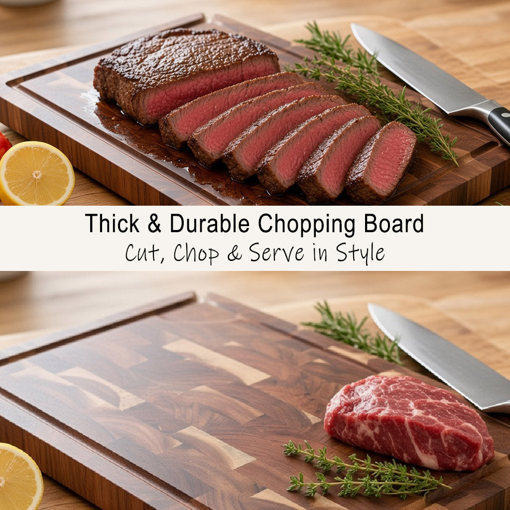 Large Acacia Wood Cutting Board – 15 Inch Thick Kitchen Chopping & Serving Board