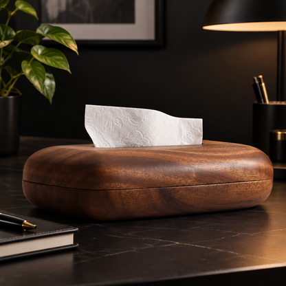 Walnut Tissue Box Cover – Wooden Napkin Holder, Minimalist Tabletop & Bathroom Decor