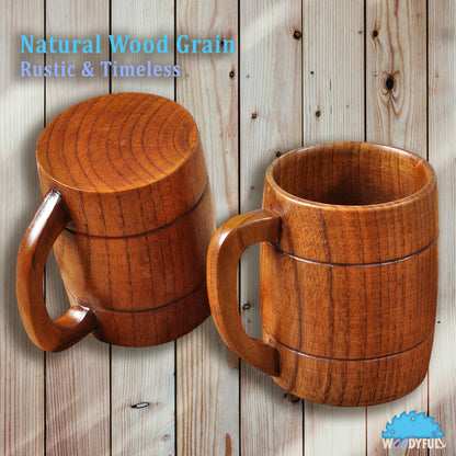 Natural Wooden Mug – Chinese Style Tea Cup, Rustic Asian Drinkware, Large Capacity
