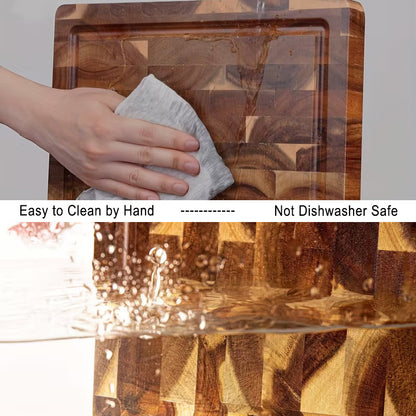 Large Acacia Wood Cutting Board – 15 Inch Thick Kitchen Chopping & Serving Board