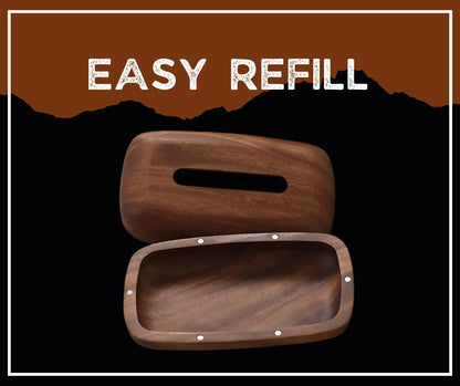 Walnut Tissue Box Cover – Wooden Napkin Holder, Minimalist Tabletop & Bathroom Decor