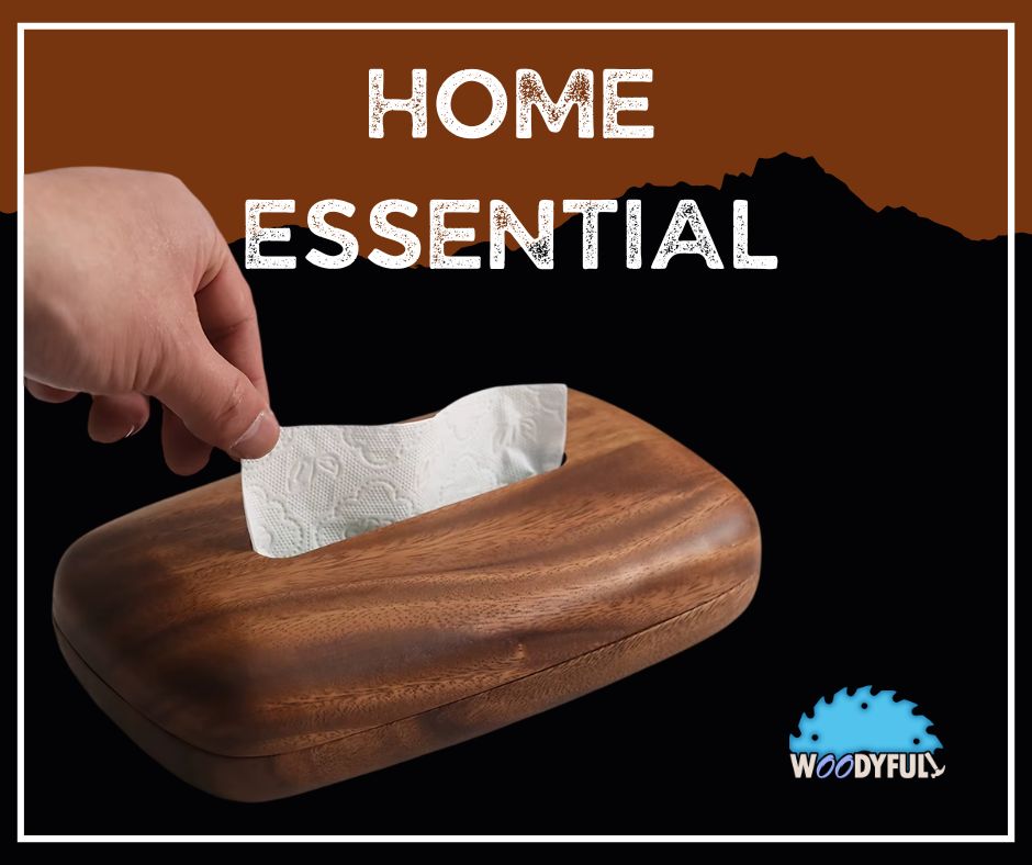 Walnut Tissue Box Cover – Wooden Napkin Holder, Minimalist Tabletop & Bathroom Decor