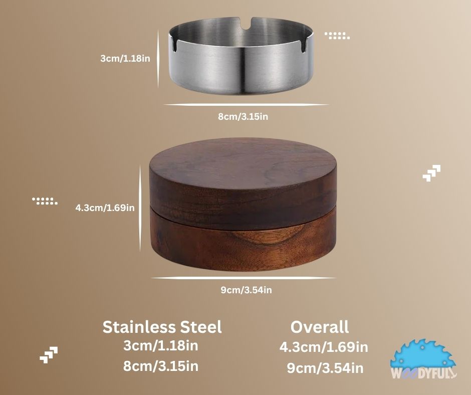 Wooden Ashtray with Stainless Steel Lid – Walnut Desktop Smoking Accessory