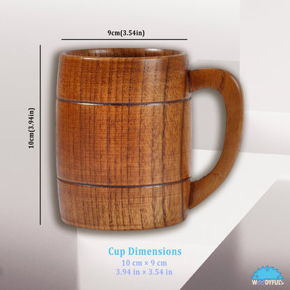 Natural Wooden Mug – Chinese Style Tea Cup, Rustic Asian Drinkware, Large Capacity