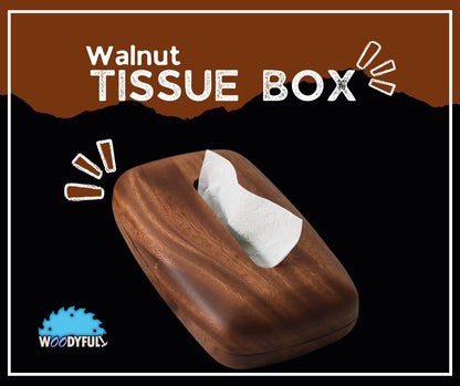Walnut Tissue Box Cover – Wooden Napkin Holder, Minimalist Tabletop & Bathroom Decor