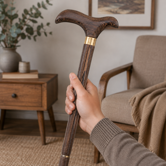 Brown Wooden Decorative Cane – Vintage Wooden Walking Stick, Steampunk Costume & Cosplay Accessory