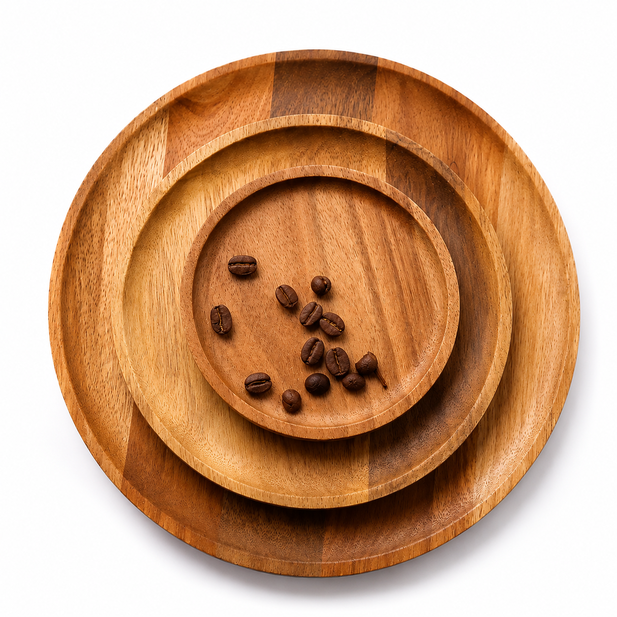 Solid Wood Serving Tray | Natural Round Wooden Platter for Everyday Dining
