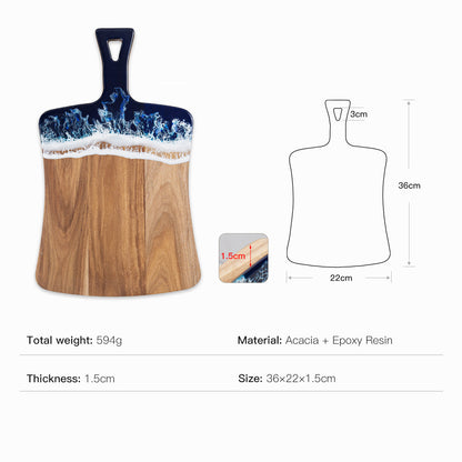 Size of Stylish resin paddle board placed on a dining setup 