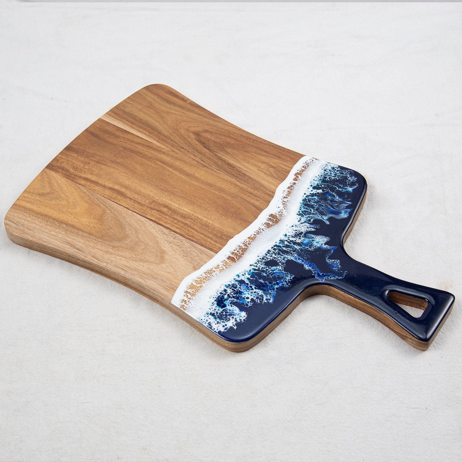 Decorative board holding food for a dining presentation