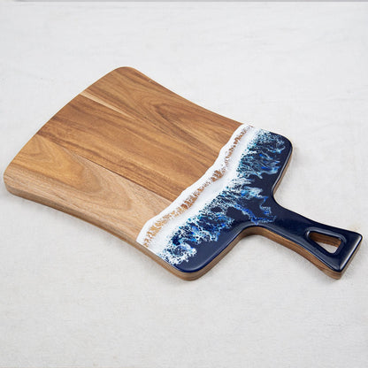 Decorative board holding food for a dining presentation