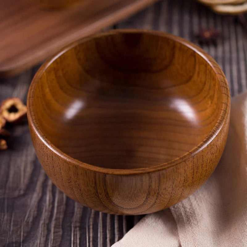 Premium Japanese Jujube Wood Bowl – Wooden Rice, Salad & Noodle Serving Bowl