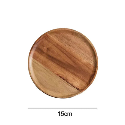 Wooden Round Serving Tray – Solid Wood Platter for Pizza, Salad, Bread, Fruit & Dessert