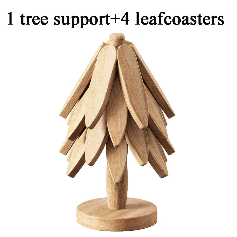 Premium Wooden Trivet for Hot Pots & Pans – Heat Resistant Christmas Tree Kitchen Mat
