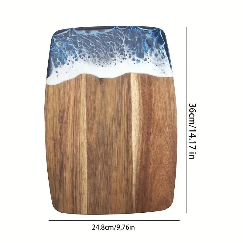 Epoxy Resin River Charcuterie Board | Acacia Wood Serving Board - Decorative Resin River Cutting Board