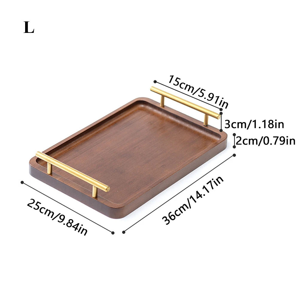 Wooden Serving Tray with Handles | Bamboo Tea & Food Tray