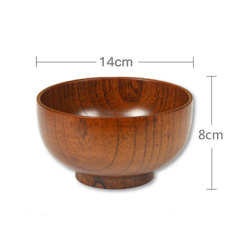 Premium Japanese Jujube Wood Bowl – Wooden Rice, Salad & Noodle Serving Bowl