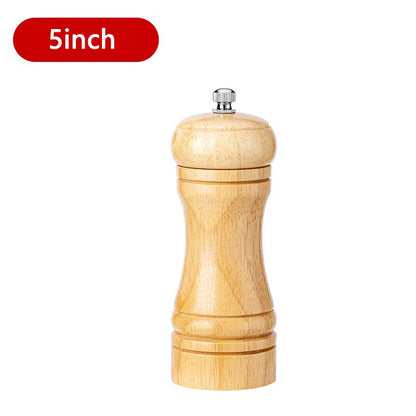 Wooden Salt & Pepper Mill Set (5/8/10 Inch) – Adjustable Ceramic Core Spice Grinder