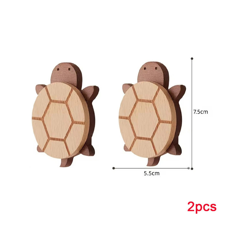 Premium Solid Wood Wall Hooks – Decorative Animal Coat & Kitchen Towel Hanger for Home Organization