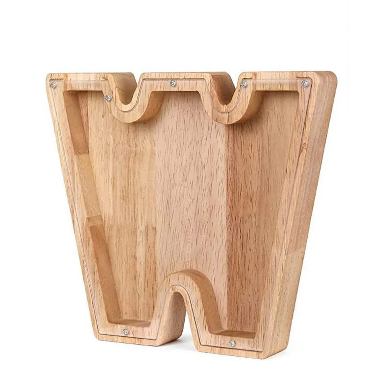 Personalized Wooden Alphabet Piggy Bank – Letter Coin Saving Box for Kids & Home Decor