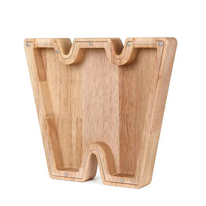 Personalized Wooden Alphabet Piggy Bank – Letter Coin Saving Box for Kids & Home Decor
