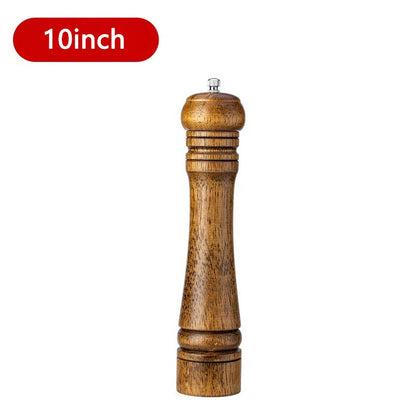 Wooden Salt & Pepper Mill Set (5/8/10 Inch) – Adjustable Ceramic Core Spice Grinder