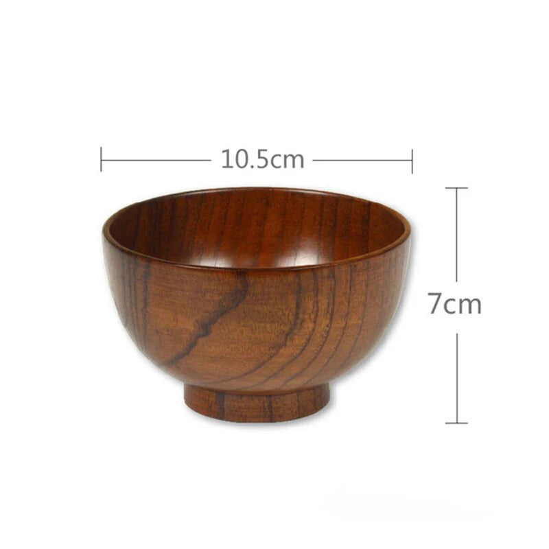 Premium Japanese Jujube Wood Bowl – Wooden Rice, Salad & Noodle Serving Bowl