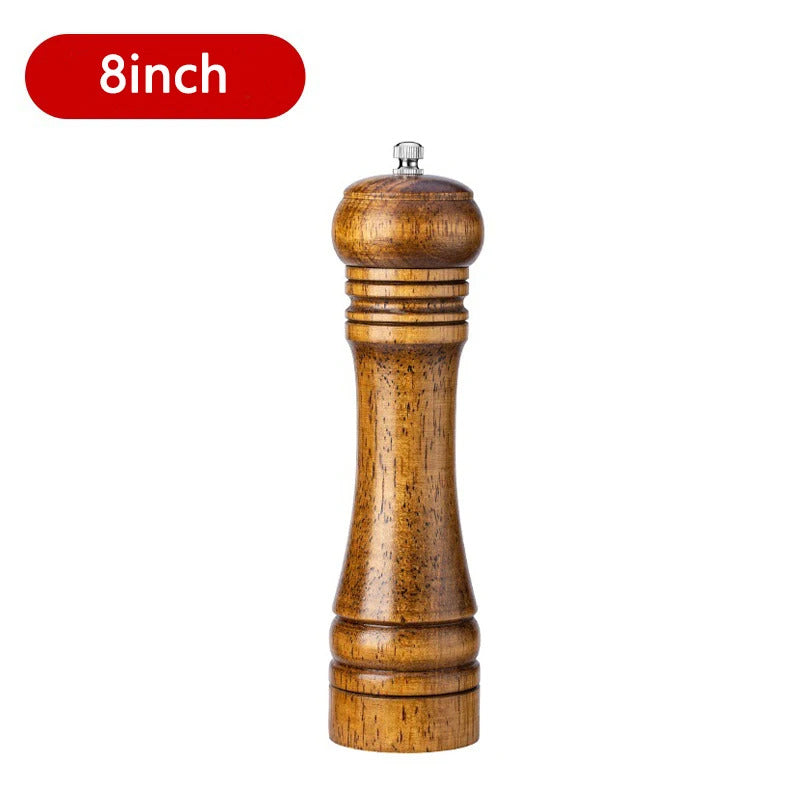 Wooden Salt & Pepper Mill Set (5/8/10 Inch) – Adjustable Ceramic Core Spice Grinder
