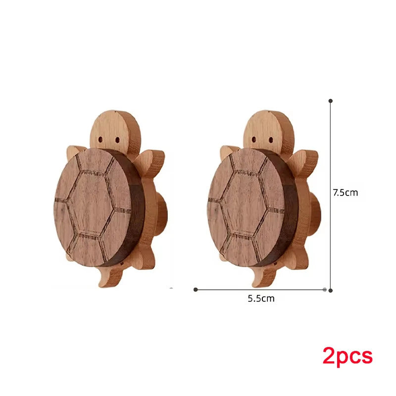 Premium Solid Wood Wall Hooks – Decorative Animal Coat & Kitchen Towel Hanger for Home Organization