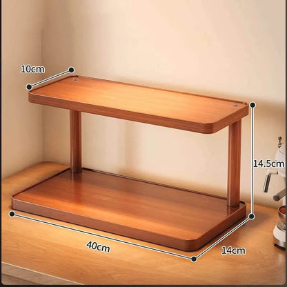 Wooden Kitchen Storage Rack – Multi-Tier Countertop Organizer for Tea, Coffee & Home Essentials