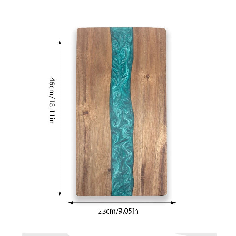 Epoxy Resin River Charcuterie Board | Acacia Wood Serving Board - Decorative Resin River Cutting Board