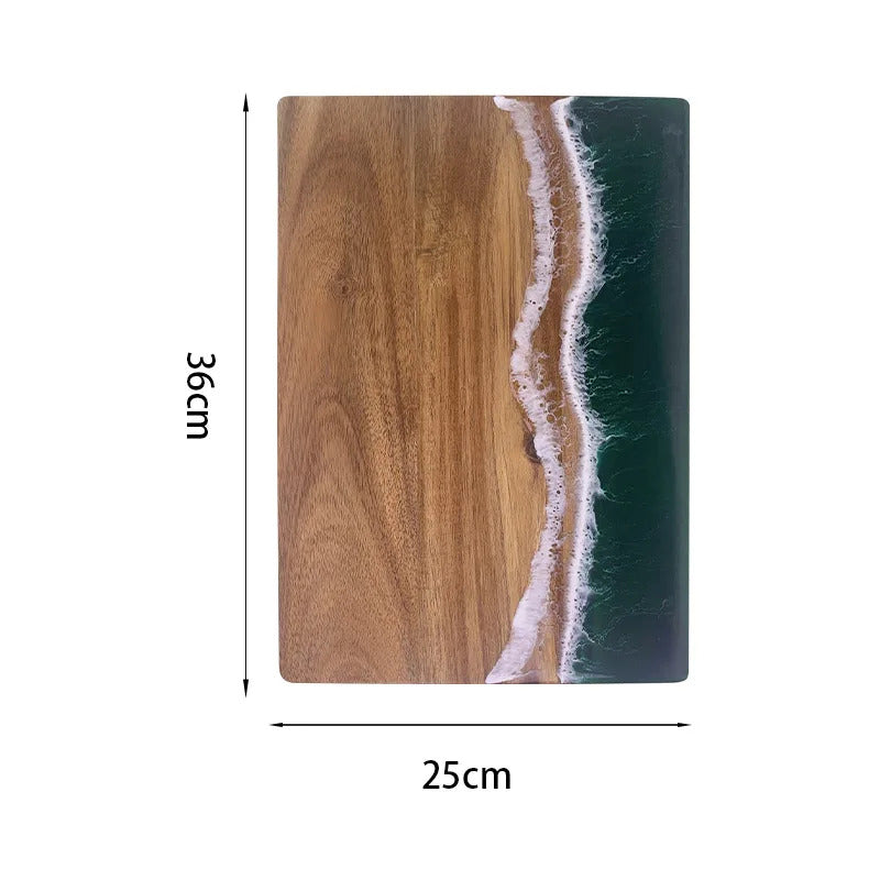 Epoxy Resin River Charcuterie Board | Acacia Wood Serving Board - Decorative Resin River Cutting Board