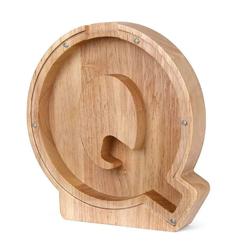 Personalized Wooden Alphabet Piggy Bank – Letter Coin Saving Box for Kids & Home Decor