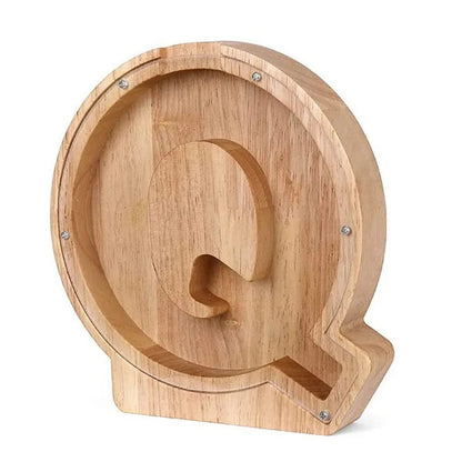 Personalized Wooden Alphabet Piggy Bank – Letter Coin Saving Box for Kids & Home Decor