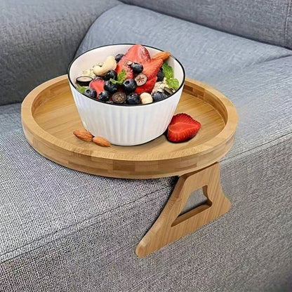 Wooden Sofa Armrest Tray | Clip-On Couch Arm Tray for Remote & Coffee