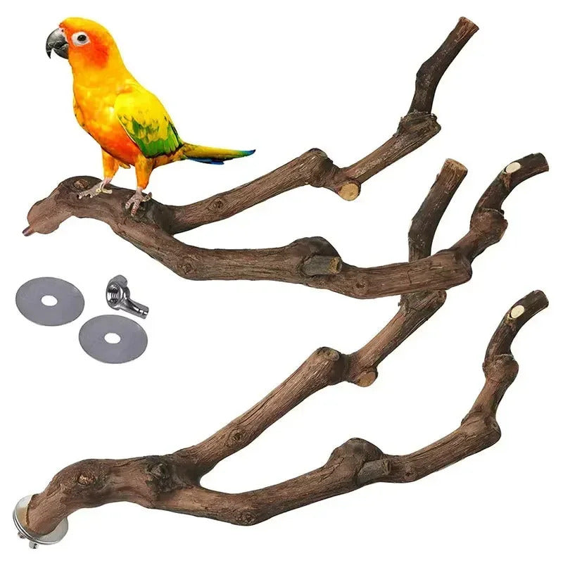 Natural Grapevine Wood Bird Perch – Parrot Stand, Chew Toy & Claw Grinding Accessory for Cockatiels, Parakeets & Small Birds