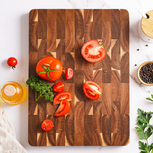 Acacia Wood Serving & Chopping Board - 15-Inch End Grain Acacia Wood Cutting Board
