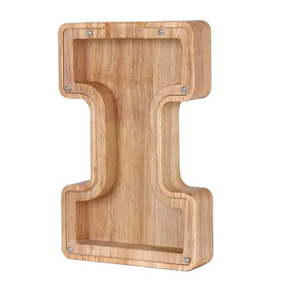 Personalized Wooden Alphabet Piggy Bank – Letter Coin Saving Box for Kids & Home Decor