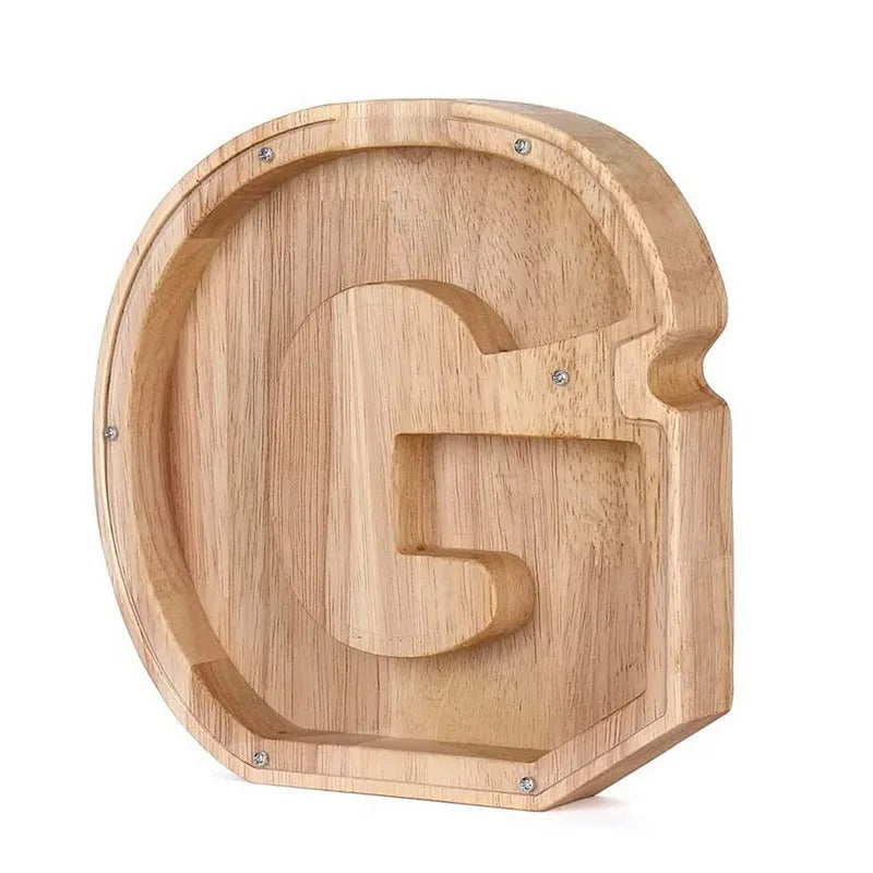 Personalized Wooden Alphabet Piggy Bank – Letter Coin Saving Box for Kids & Home Decor