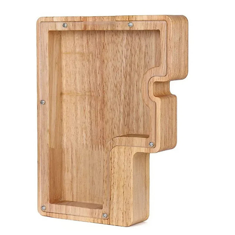 Personalized Wooden Alphabet Piggy Bank – Letter Coin Saving Box for Kids & Home Decor