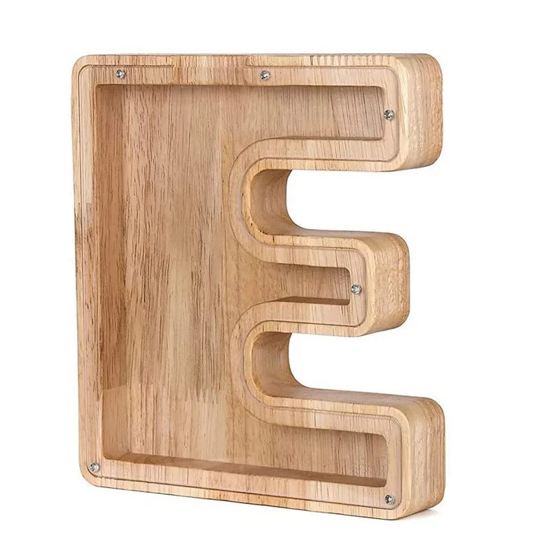 Personalized Wooden Alphabet Piggy Bank – Letter Coin Saving Box for Kids & Home Decor