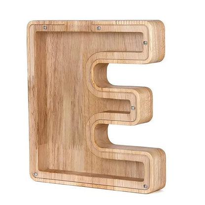 Personalized Wooden Alphabet Piggy Bank – Letter Coin Saving Box for Kids & Home Decor