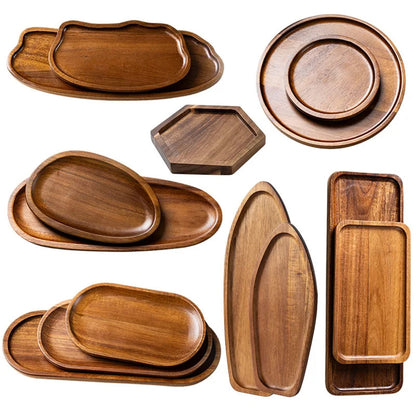 Artisan Wooden Serving Tray – Elegant Coffee, Tea & Fruit Serving Board