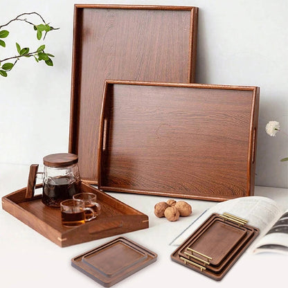 Wooden Serving Tray with Handles | Bamboo Tea & Food Tray