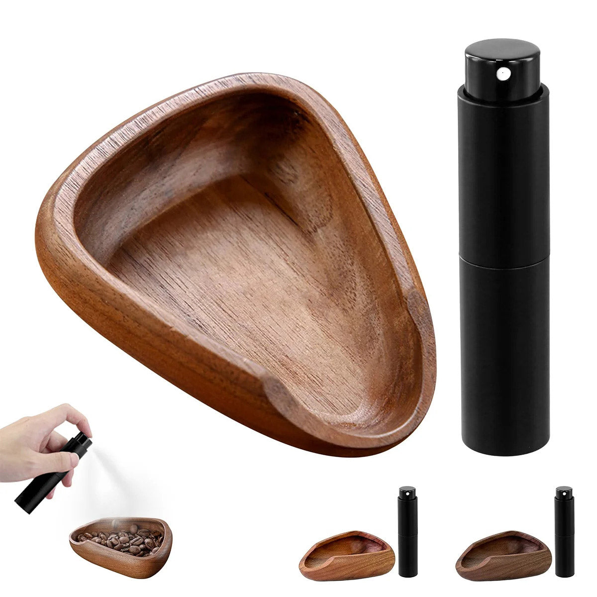 Wooden Coffee Bean Dosing Cup | Barista Spray Bottle Set